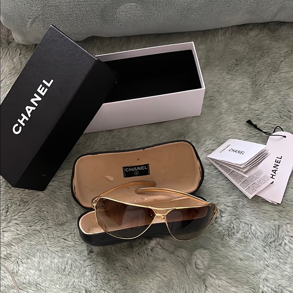 Chanel Gold Aviator Sunglasses used some a little scratch
